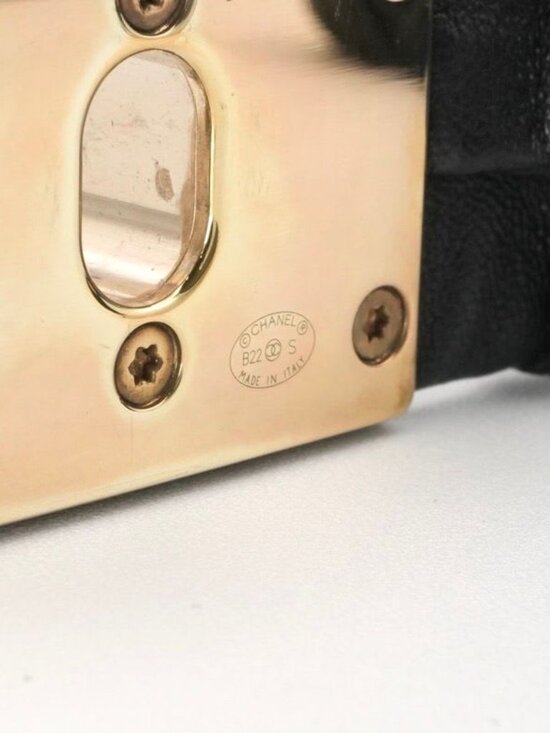 Chanel Black Gold Coco Mark Turnlock Lambskin Belt - Picture 6 of 6